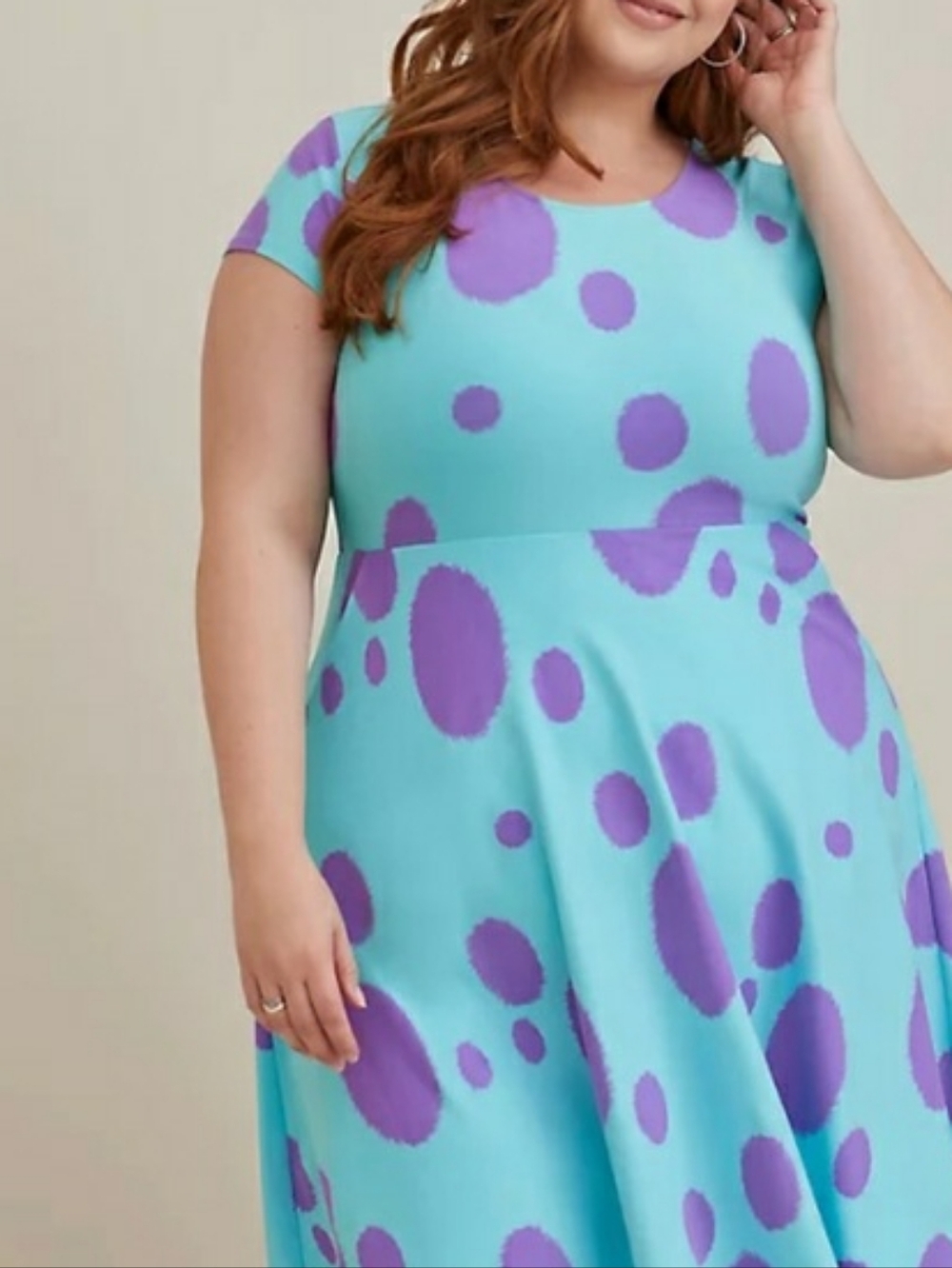 Torrid - SULLY - Aqua and Purple Polka Dot Fit & Flare Dress NWT